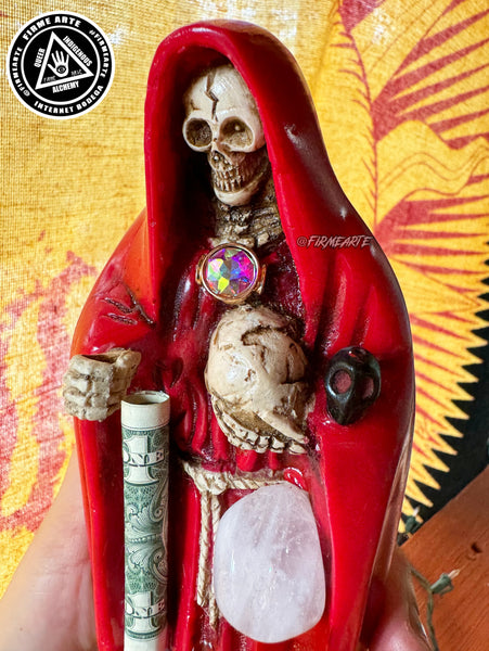 Mama Muerte | Santa Muerte | Statue | 9 inches | Fully Loaded | Red