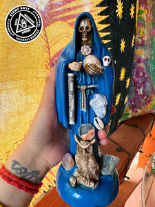 Mama Muerte | Santa Muerte | Statue | 9 inches | Fully Loaded | Blue