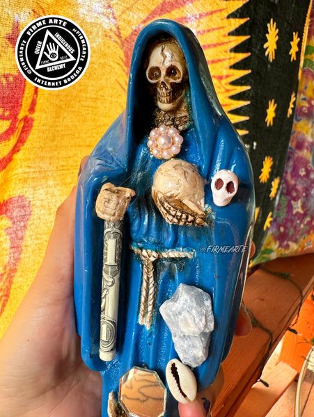 Mama Muerte | Santa Muerte | Statue | 9 inches | Fully Loaded | Blue