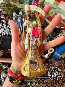 Mama Muerte statue | Santa Muerte | 6 Inches | Fully Loaded + Dressed | Gold