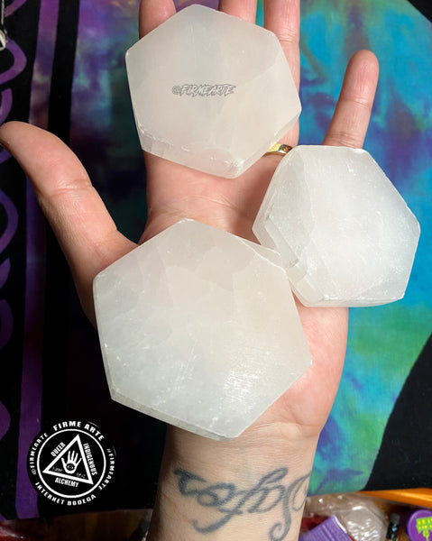 Crystals | Selenite | Pointed Wand | Hearts | Charging Disc