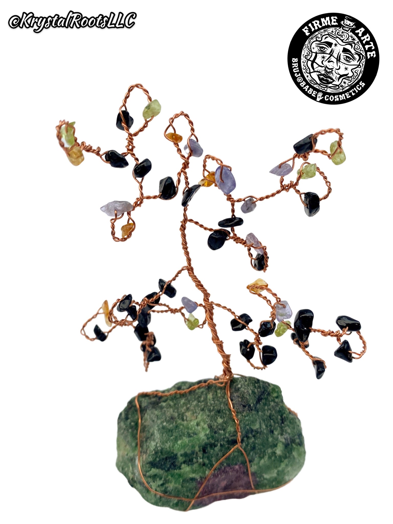 Crystal Trees | tanzanite + natural citrine + peridot + black tourmaline + Ruby + zoisite