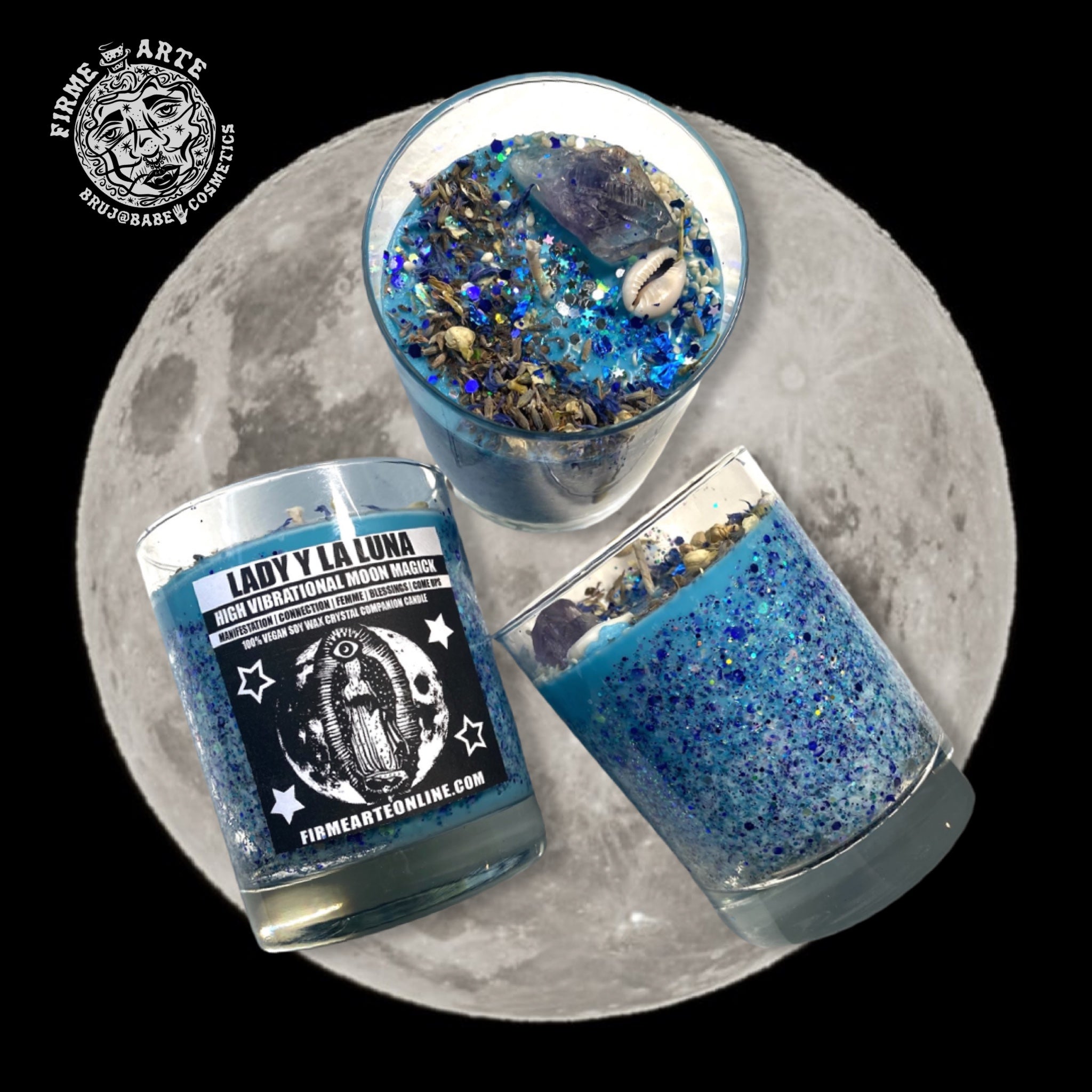 Crystal Companion Candle | Lady y La Luna | High Vibrational Moon Magick