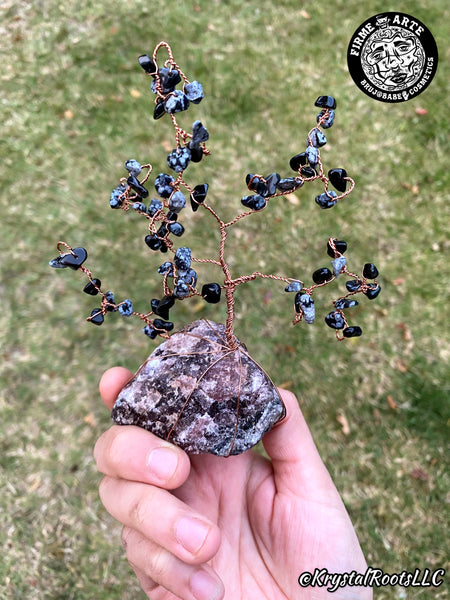 Crystal Trees | Snowflake Obsidian + Cherry Tanzurine
